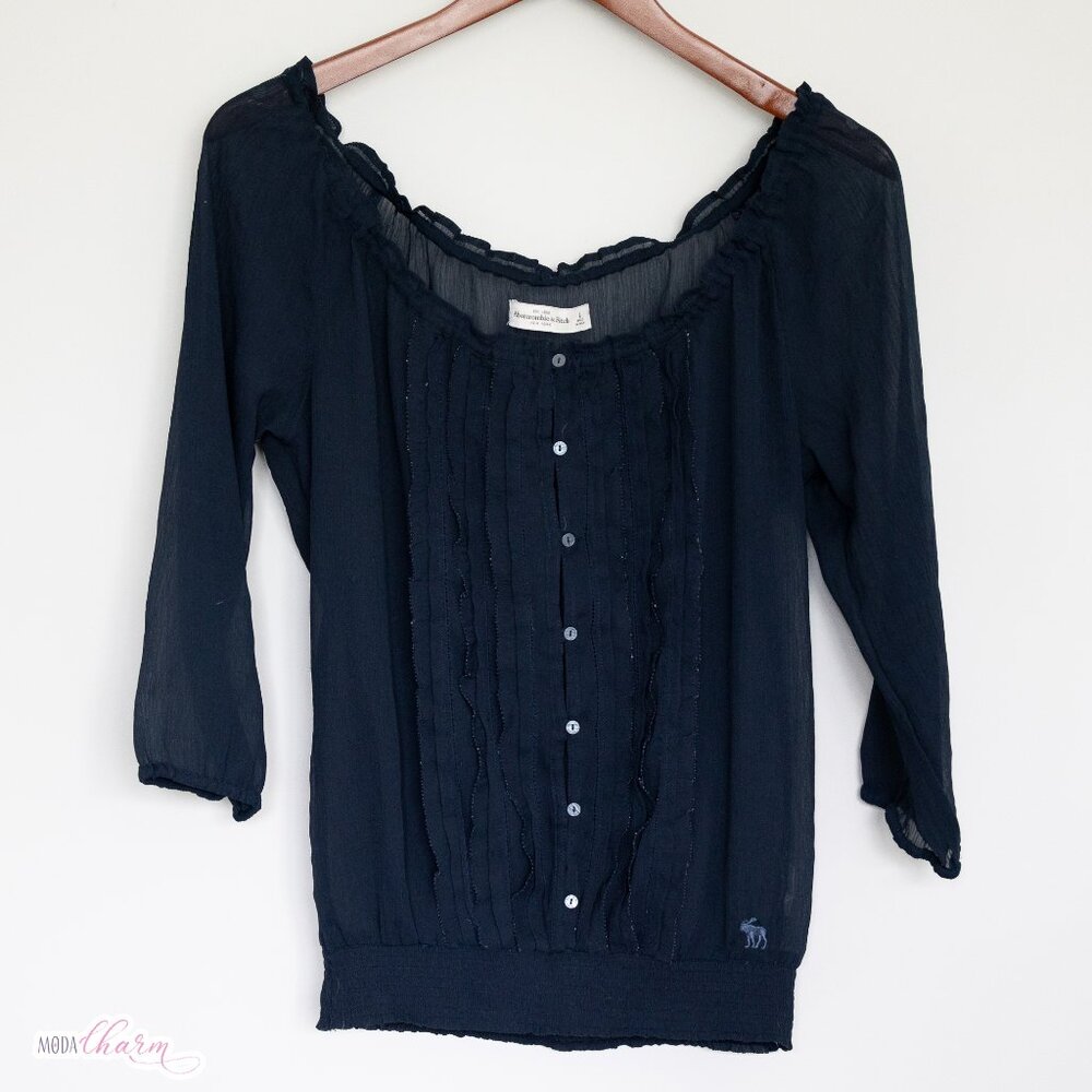 Women's Navy Blue Button Down Blouse
